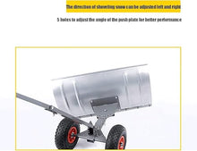 RKUVPAE Snow Shovels, Rolling Snow Pusher 10in Wheels, Heavy Duty Metal Snow Pusher with Adjustable Height and Angle for Driveway, Garden, Pavement Cleaning (Size:Double Pole)