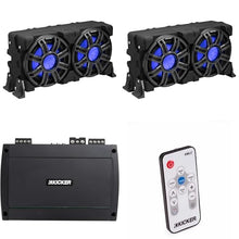 KICKER 10-Inch Loaded Premium Marine Sub Enclosure Bundle with Passive Radiator & 48KXMA8004 Amp