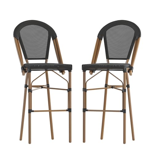 Flash Furniture 30 in Indoor/Outdoor Barstool, Black, 2-Pack