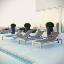 Pemberly Row Aluminum Patio Chaise Lounge Chair Set of 4 Grey