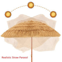 FCZVWPR Portable Tropical Straw Shade, Outdoor Large Round Umbrella, Adjustable Height, For Garden, Pool, Backyard, Beach, Camping(1.6m/5.2ft)