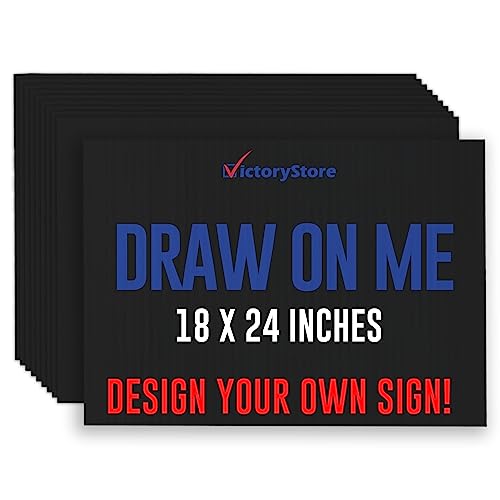 18” x 24” Corrugated Plastic Blank Yard Signs – Perfect for Printers, Crafts and Do It Yourself (Black, 200-Pack)
