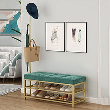 Footstools / Ottomans Shoe Stool with Padded Long Storage Stool with Coat Rack Metal Shoe Rack for Porch Living Room Corridor Lounge Bedroom living Room Corridor Bench Shoe Stool ( Color : Brass , Siz