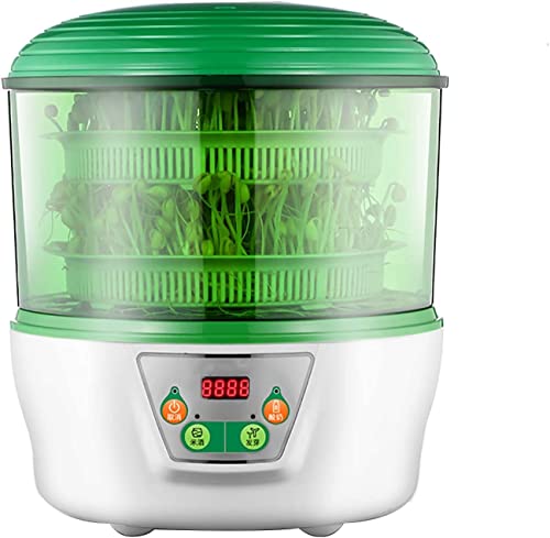 GUANKAOBING Double Layer Germination Tray, Automatic Seed Sprouter, Bean Sprout Machine with Double Germination Tray, Temperature Control, Automatic Mat