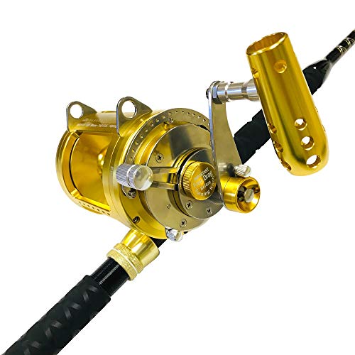 EAT MY TACKLE 50 Wide 2 Speed Fishing Reel with 160-200 Pound Tournament Rod