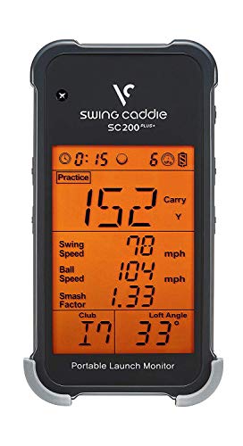 PlayBetter Swing Caddie SC200 Plus+ Portable Golf Launch Monitor Bundle | Protective Case & AAA Batteries | Doppler Radar | Smash Factor, Ball Flight
