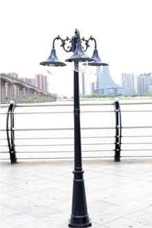 CUTPOIY 3-Lights Pillar Lamp Outside Pole Lantern Rainproof Fence Post Lighting for Backyard Garden (Black-110.24)