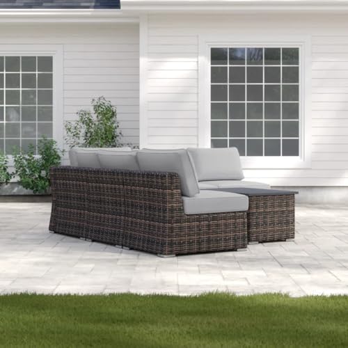 callmego Premium All-Weather Wicker Outdoor Sofa with Thick Cushions for Patio, Deck or Balcony Seating Comfort