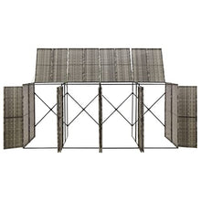 Yolola Outdoor Trash Bin Cover, Outdoor Garbage Bin, Quadruple Bin Cover in Polyrattan Grey 274 x 80 x 117 cm
