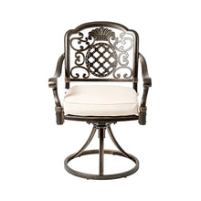 Christopher Knight Home Maxwell Classic Outdoor Swivel Chair Set of 2, Metal Patio Swivel Dining Chairs Set of 2 with Cushion, Outdoor Chair for Bistro Set, Hammered Bronze