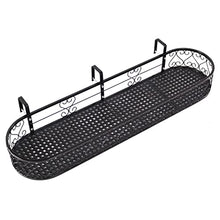 Plant Stand Hanging Flower Pot Stand For Railing Fence, European Style Metal Planter Holder Shelf With Hooks, Black Plant Backet Container Accessories For Balcony Deck Yard Patio ( 100Cm X 2