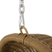 Christopher Knight Home Mariaz Hanging Basket Chair with Cushion, Outdoor Indoor Basket Chair, Boho Garden Rattan Lounger Porch Swing Furniture, Modern Patio Decor, Brown+Beige