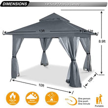 Patio Gazebo 13ft Pops Up Party Tent with Side Curtains and Storage Bags Outdoor Canopy Vented Roof