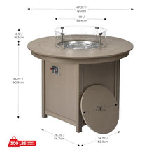 Costaelm 47" Modern Outdoor Patio Backyard Round Propane Counter Height Fire Pit Table (Rocks Not Included), Weathered Wood