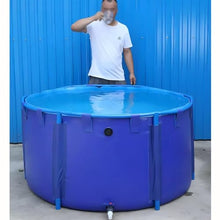 PVC Canvas Pool Above Ground, Circular Thickening Pool, Large Collapsible Frame Pool, Aquarium Pool Pond, for Culture Agricultural Irrigation Water Storage Tank, Easy to Install ( Color : Blue , Size