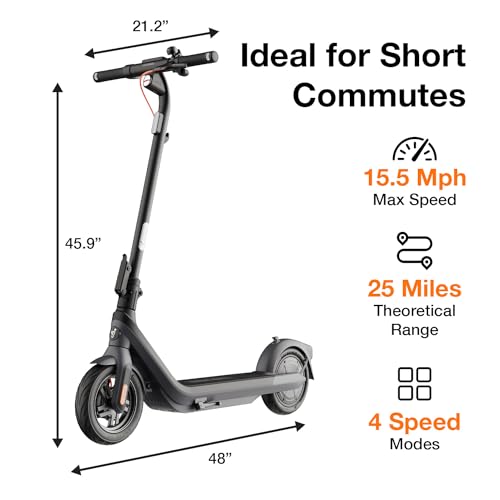 Segway Ninebot E2 Pro Electric Kick Scooter 15.5 mph 25-Mile Range Black