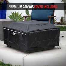 AMS 36" Concrete Square Propane Gas Fire Pit Table with Tank Cover (Pweter)