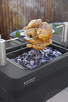 Everdure by Heston Blumenthal Fusion 29-Inch Charcoal Grill with Patented Built-in Rotisserie System & Quick Electric Ignition, Outdoor BBQ Grill, Adjustable Rod Height, Easy Clean-Up, Matte Black