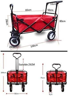 OTQEFTN Cart Shopping Cart Folding Garden Trolley Cart Heavy Duty Wagon Portable Multi Function Outdoor Camping Picnic Handcart Wear Resistant Double Brake Wheel Easy to Carry