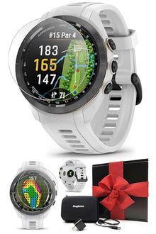 PlayBetter Garmin Approach S70 Golf GPS Watch 42mm White - AMOLED Display & Virtual Caddie Bundle