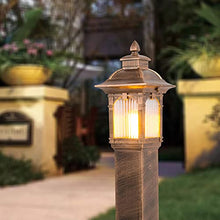 KADELONG Bronze Outdoor Yard Lamps Glass Shade Waterproof Lawn Lights - Garden Exterior Path Lights Deck Patio Porch Driveway Walkway V-intage Floor Mount Lighting Fixture,Chandelier Lighting