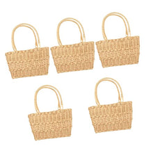 5pcs African Picnic Gift Liners Decor Storage Handles with Wall Handbag As Grocery Planter Straw Artificial Dried Baskets Organizer Vegetable Home Basket Shopping Market Flower (As Shownx5pcs
