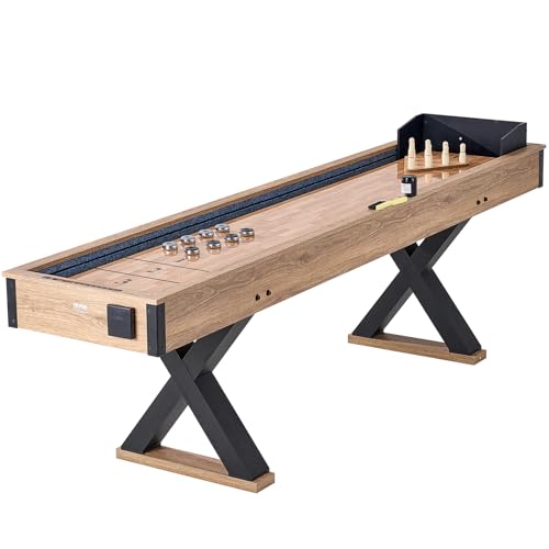 VEVOR 9ft Shuffleboard Table & Bowling Combo Black/Brown