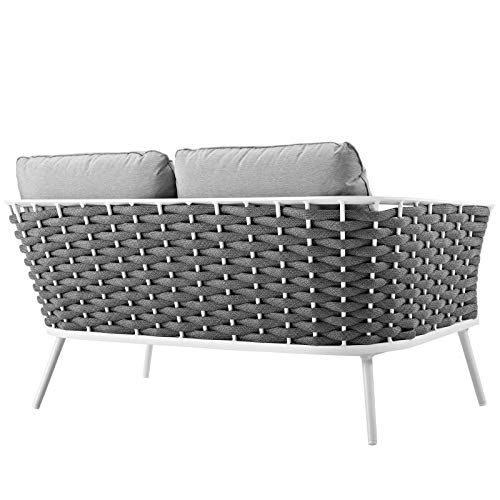 Modway Stance Outdoor Patio Woven Rope Loveseat White Gray