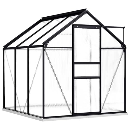 Coespram Walk-in Garden Greenhouse with Aluminum Base Frame, 6.2' x 6.2' Outdoor Plant House with Adjustable Roof Vent and Gutter System, Polycarbonate Hot House for Home Gardening
