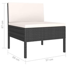 MNISDFL 6 Piece Patio Lounge Set with Cushions PE Rattan Black