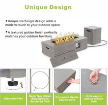42" Rectangular Outdoor Propane Fire Pit Table with LED for Outside Patio