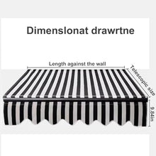 NUTRAC 13x8ft Black & White Striped Retractable Awning Fabric - 99% UV Block, Waterproof Aosibù, Fade/Tear Resistant, Fits Patio & Deck(20x10ft)