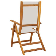 LPERTGFHU Set of 4 Folding Garden Chairs, Solid Acacia Wood and Textilene, Adjustable Reclining Patio Seating for Backyard, Terrace, and Balcony, Grey