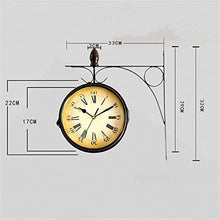 saditesdk Wall Clock, Vintage Double Sided Wall Clock, European Quartz Silent Needle Garden Indoor Outdoor Hanging Decoration Clocks，