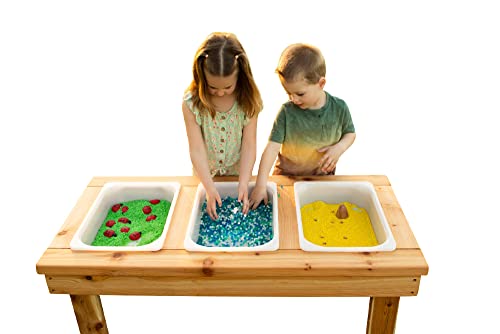 Noble Wooden Toy Co. Toddler Triple Bin Sensory Table Sand