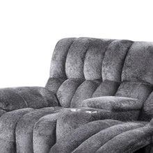 Benzara Manual Recliner Loveseat, Pillow Tufted Dark Gray, 81 Inch