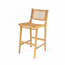 Christopher Knight Home Merry Patio Acacia Wood Bar Stool Set of 2, Counter Height Barstool Set for Bar Table,Handwoven Wicker Kitchen Island Dining Chair,Wooden Counter Stool with Footrest,Light Teak