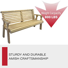 Amish Casual Heavy Duty Unfinished 5 Foot Roll Back Outdoor Bench - Amish Made in The USA from Treated Pine for Outdoor Durability, 700 Lb Weight Capacity