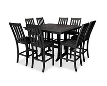 Polywood Vineyard 9-Piece Nautical Trestle Bar Set (Black)