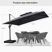 12' X 12' Patio Umbrella Outdoor Square Umbrella Large Cantilever,Gray