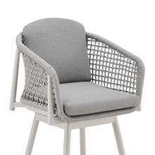 HomeRoots 40" Light Gray Metal Swivel Outdoor Counter Height Bar Chair with Footrest Grey