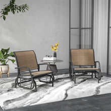 2pcs Outdoor Glider Chairs, Patio Rocking Chair Outside for Garden, Backyard, Poolside, Lawn Glider Chairs, Glider Chair (Light Mixed Brown, Dark Gray) 29.5" W x 26" D x 33.5" H