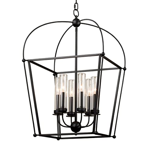 Kalco 409352BM Sutter Outdoor Pendant, 6-Light 240 Total Watts, Smooth Matte Black
