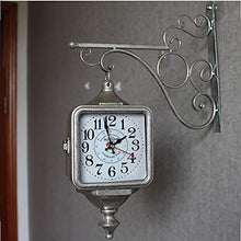 Kioxiuin Retro Double-Sided Rotating Wall Clock - Silent Iron Metal Outdoor Decor, Swivel Design for Indoor/Outdoor Use, Elegant Grand Clock for Home Decoration