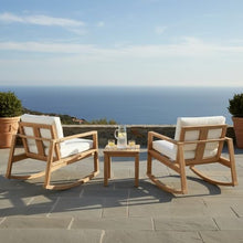 Christopher Knight Home Springer Set of 2 Acacia Wood Rocking Chair Outdoor, Patio Rocker Chair with Soft Cushions, Lounge Chair Outdoor, Rocking Accent Chair for Indoor/Outdoor, Light Teak+White