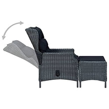QINXIXINAIXI Reclining Patio Chair with Footstool Poly Rattan Dark Gray,Patio Dining Chairs,Garden Seat,Outdoor Chair for Outdoor Relaxation