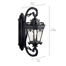 Kichler Tournai 4 Light Outdoor Wall Light Clear Seeded Glass Textured Black