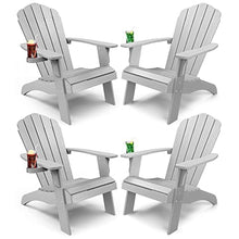 YEFU Oversized Plastic Adirondack Chair Set of 2 with Cup-Holder Weather Resistant Grey