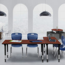 Regency Height Adjustable Classroom Table Set with Two 18" Andy Chairs Cherry/Navy