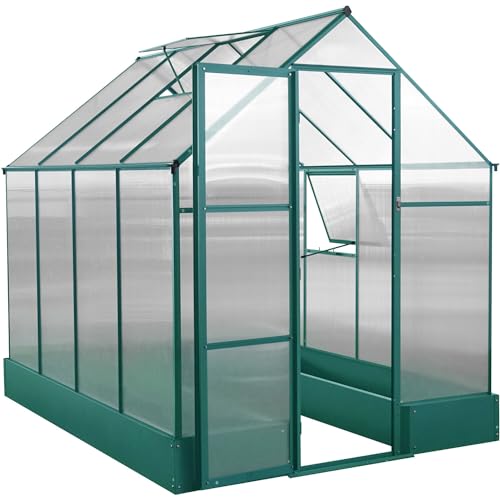 Hanover 8-Ft. x 6-Ft. Polycarbonate Walk-In Greenhouse Green